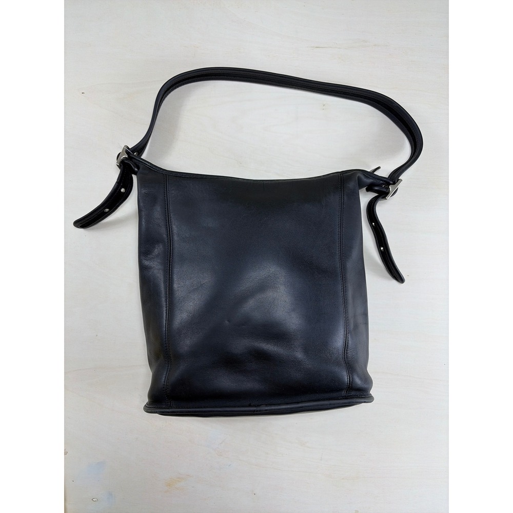Coach Ergo Vintage Black Leather Hobo Shoulder Bag 9060 Zip Top Bucket Bag